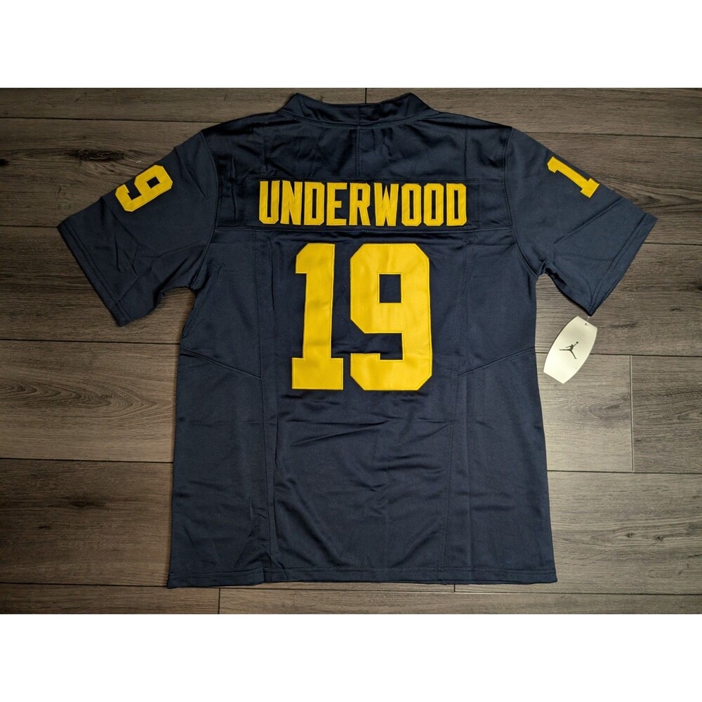 Bryce Underwood #19 Michigan Wolverines Blue Stitched Jersey Men's Large - Picture 3 of 5